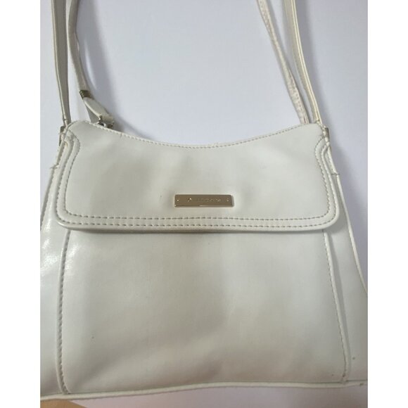 Liz Claiborne White Zipper Closure Handbag 2 Shoulder Strap Built In Wallet READ - Picture 2 of 16